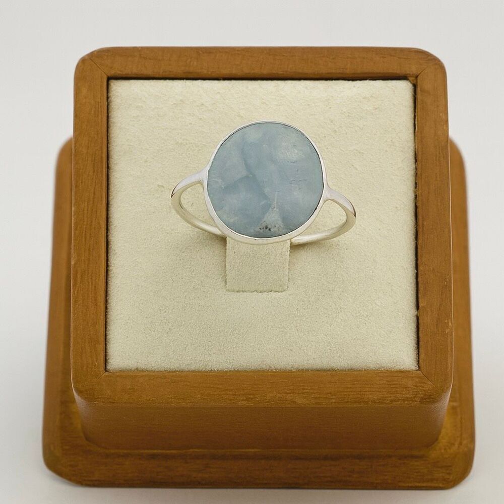 Sterling Silver Aquamarine Ring – Checkerboard-Cut Gemstone, Elegant Design